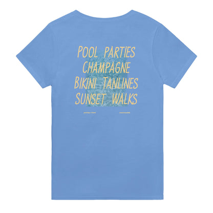 POOL PARTIES. CHAMPAGNE. BIKINI TANLINES. SUNSET WALKS
